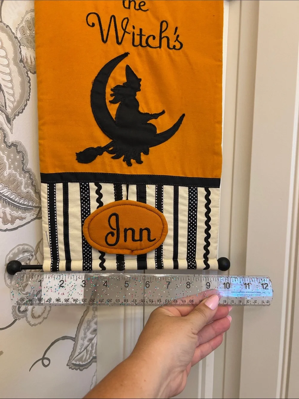 Orange & Black 'The Witch's Out' Halloween Wall Hanging